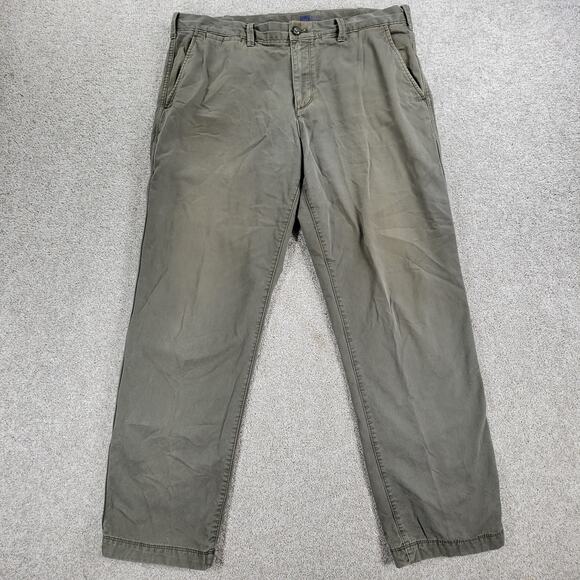 VTG Gap Flannel Lined Pants Mens 36x32 Green Khaki Tapered Leg Buffalo Check - Picture 1 of 16